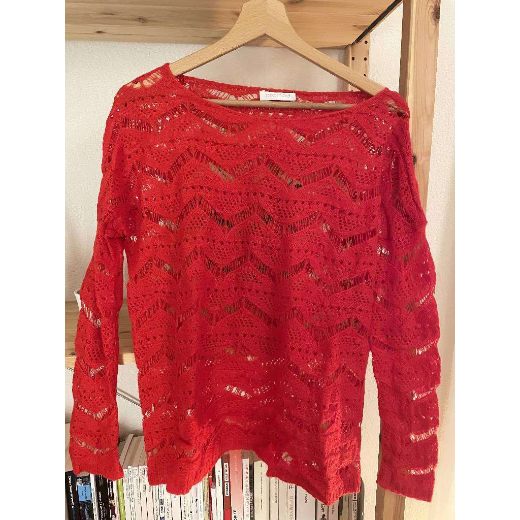 Red lace sweater