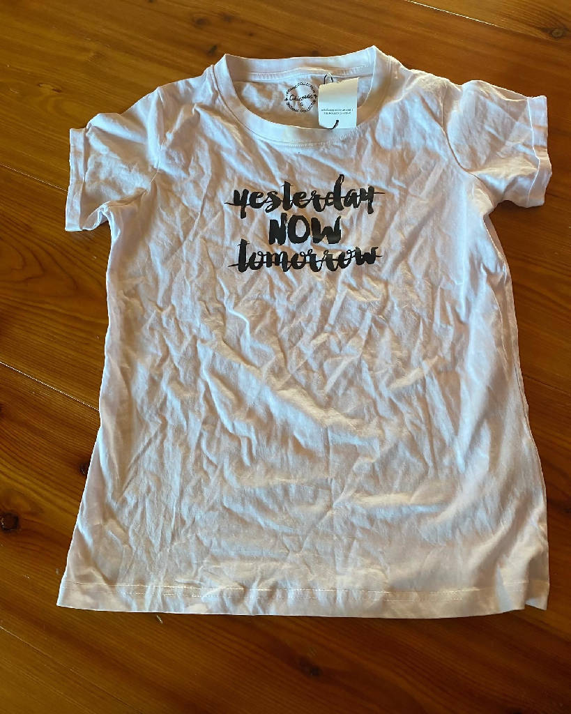 T-shirt blanc imprimé noir neuf avec étiquette